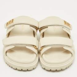 Pre Owned Dior Cream Leather DiorAct Flat Sandals Size 38