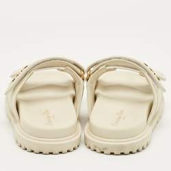 Pre Owned Dior Cream Leather DiorAct Flat Sandals Size 38