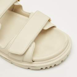 Pre Owned Dior Cream Leather DiorAct Flat Sandals Size 38