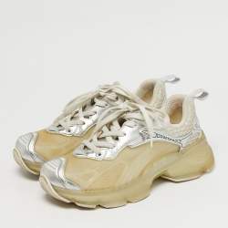 Pre Owned Dior Two Tone Jelly and Leather Vibe Lace Up Sneakers Size 37