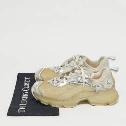 Pre Owned Dior Two Tone Jelly and Leather Vibe Lace Up Sneakers Size 37