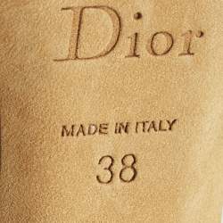 Pre Owned Dior Silver Patent Leather Peep Toe Slingback Pumps Size 38