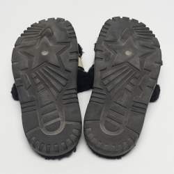 Pre Owned Dior Black/White Shearling Fur Dway Flat Slide Sandals Size 38.5