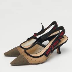 Pre Owned Dior Black Suede And Mesh J'Adior Pointed Toe Slingback Pumps Size 39