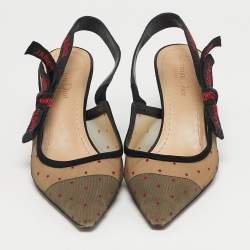 Pre Owned Dior Black Suede And Mesh J'Adior Pointed Toe Slingback Pumps Size 39