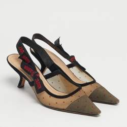 Pre Owned Dior Black Suede And Mesh J'Adior Pointed Toe Slingback Pumps Size 39