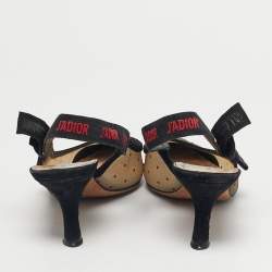 Pre Owned Dior Black Suede And Mesh J'Adior Pointed Toe Slingback Pumps Size 39