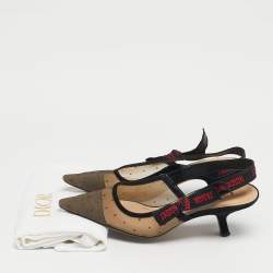 Pre Owned Dior Black Suede And Mesh J'Adior Pointed Toe Slingback Pumps Size 39