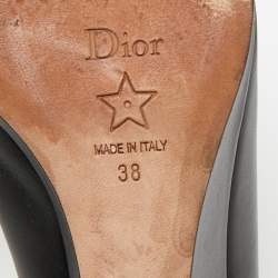 Pre Owned Dior Black Leather Peep Toe Wedge Slide Sandals Size 38