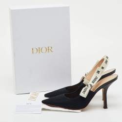 Pre Owned Dior Black Technical Fabric J'Adior Pointed Toe Slingback Pumps Size 39.5