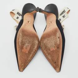 Pre Owned Dior Black Technical Fabric J'Adior Pointed Toe Slingback Pumps Size 39.5