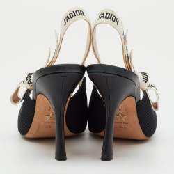 Pre Owned Dior Black Technical Fabric J'Adior Pointed Toe Slingback Pumps Size 39.5