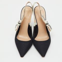 Pre Owned Dior Black Technical Fabric J'Adior Pointed Toe Slingback Pumps Size 39.5