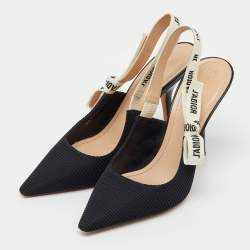 Pre Owned Dior Black Technical Fabric J'Adior Pointed Toe Slingback Pumps Size 39.5