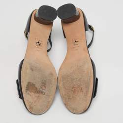 Pre Owned Dior Black Patent Leather D'cest Ankle Strap Sandals Size 38