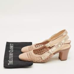 Pre Owned Dior Beige Fabric D-moi Slingback Pumps Size 39