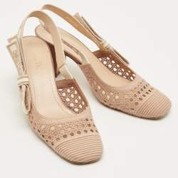 Pre Owned Dior Beige Fabric D-moi Slingback Pumps Size 39