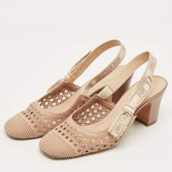 Pre Owned Dior Beige Fabric D-moi Slingback Pumps Size 39