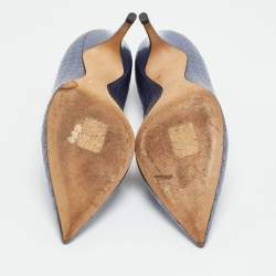 Pre Owned Dior Metallic  Blue Patent Leather Cherie Pointed Toe Pumps Size 36.5