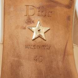 Pre Owned Dior Beige Fabric and Patent Leather J'Adior Slingback Flats Size 40