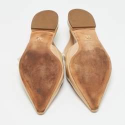 Pre Owned Dior Beige Fabric and Patent Leather J'Adior Slingback Flats Size 40