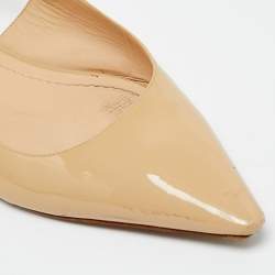 Pre Owned Dior Beige Fabric and Patent Leather J'Adior Slingback Flats Size 40