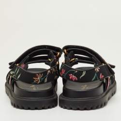 Pre Owned صندل ديور ديور أكت قماش زهور أسود بكاحل مقاس 38