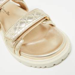 Pre Owned Dior DiorAct Size 41 Gold Leather Slingback Sandals