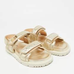 Pre Owned Dior DiorAct Size 41 Gold Leather Slingback Sandals