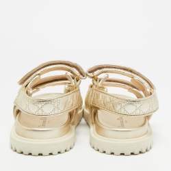 Pre Owned Dior DiorAct Size 41 Gold Leather Slingback Sandals