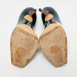 مملوكة مسبقًا حذاء كعب عالي ديور ج�لد متعدد الألوان بنعل مربع سميك مقاس 36