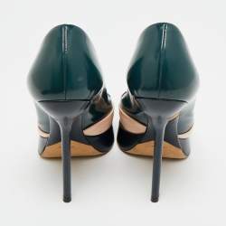 مملوكة مسبقًا حذاء كعب عالي ديور جلد متعدد الألوان بنعل مربع سميك مقاس 36