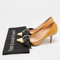 Pre Owned Dior Size 36.5 Beige/Black Patent Leather Pointed Toe Pumps