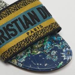 مملوكة مسبقًا صندل سلايد ديور دوي قماش مطرز متعدد الألوان مقاس 40