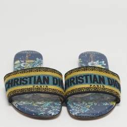 مملوكة مسبقًا صندل سلايد ديور دوي قماش مطرز متعدد الألوان مقاس 40