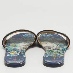 مملوكة مسبقًا صندل سلايد ديور دوي قماش مطرز متعدد الألوان مقاس 40