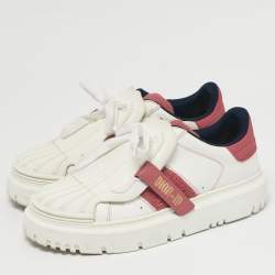 Pre Owned Dior ID Size 39 White/Pink Leather and Rubber Sneakers