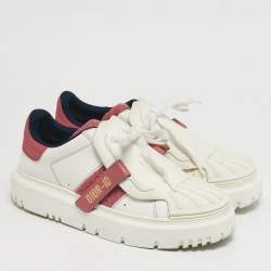 Pre Owned Dior ID Size 39 White/Pink Leather and Rubber Sneakers