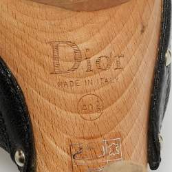 Pre Owned حذاء مولز ديور خشبي مقدمة مفتوحة جلد أسود مقاس 37.5