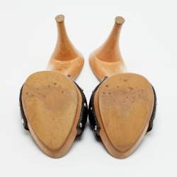 Pre Owned حذاء مولز ديور خشبي مقدمة مفتوحة جلد أسود مقاس 37.5