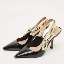 مملوكة مسبقًا Dior J'Adior Size 37.5 Black Patent Leather Slingback Pumps