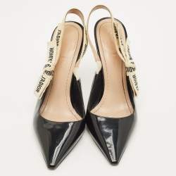 مملوكة مسبقًا Dior J'Adior Size 37.5 Black Patent Leather Slingback Pumps