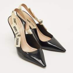 مملوكة مسبقًا Dior J'Adior Size 37.5 Black Patent Leather Slingback Pumps