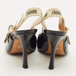 مملوكة مسبقًا Dior J'Adior Size 37.5 Black Patent Leather Slingback Pumps