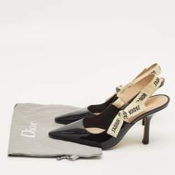 مملوكة مسبقًا Dior J'Adior Size 37.5 Black Patent Leather Slingback Pumps