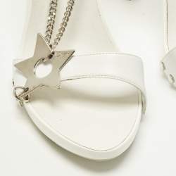 مملوكة مسبقًا Dior Size 36.5 White Patent Leather Chain Ankle Strap Sandals
