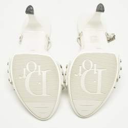 مملوكة مسبقًا Dior Size 36.5 White Patent Leather Chain Ankle Strap Sandals