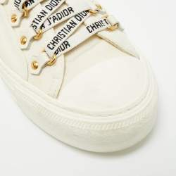 Pre Owned Dior Walk'n'Dior Size 38.5 White Canvas Lace Up Sneakers