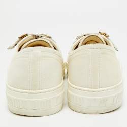 Pre Owned Dior Walk'n'Dior Size 38.5 White Canvas Lace Up Sneakers