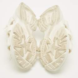 Pre Owned Dior D-Connect Size 38.5 White Fabric and Rubber Flat Sandals